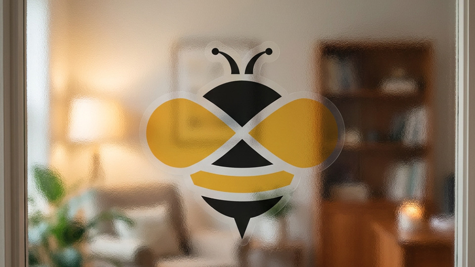 Logo on frosted glass